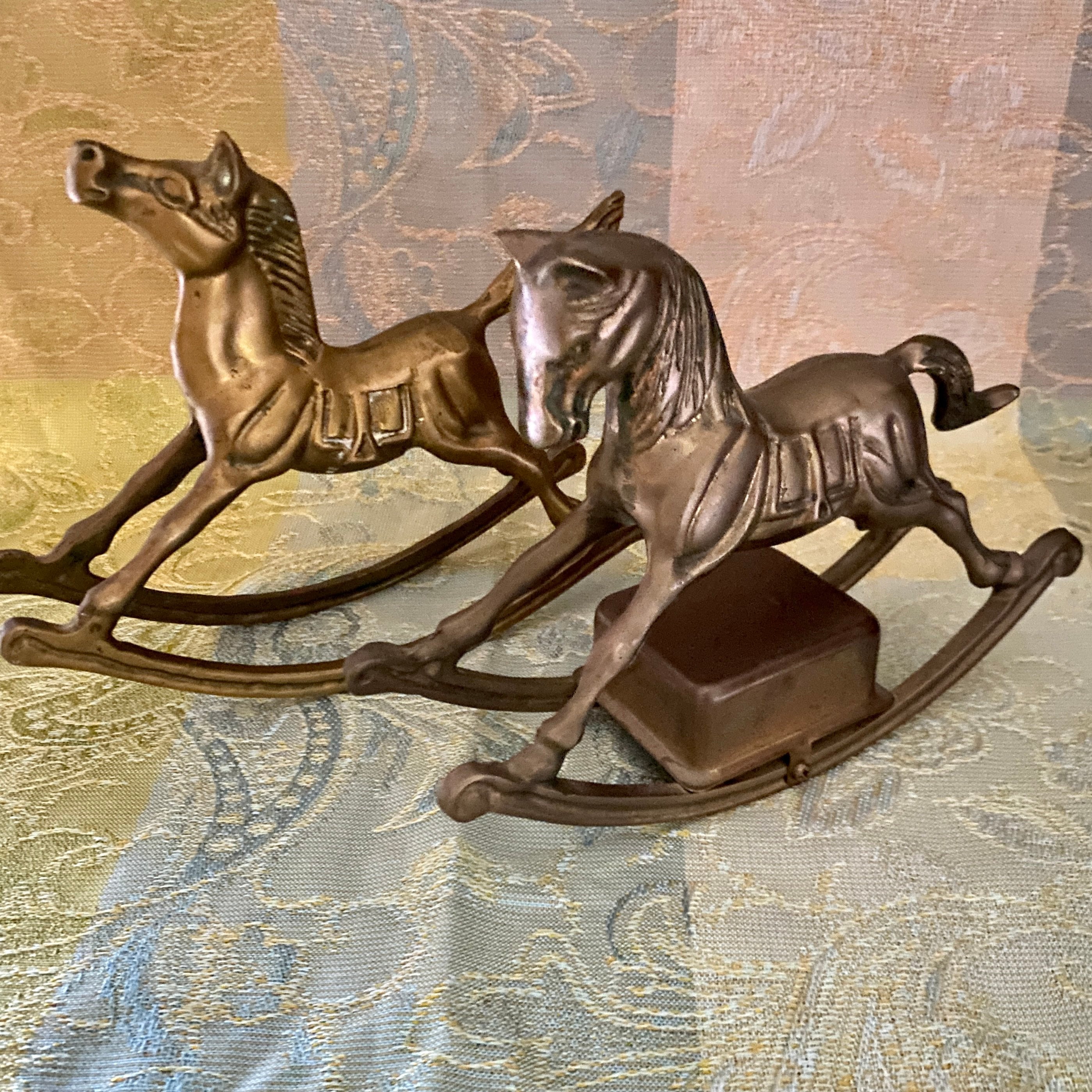 Vintage Brass Rocking Horse Music Box Brass Horse Figurine Etsy