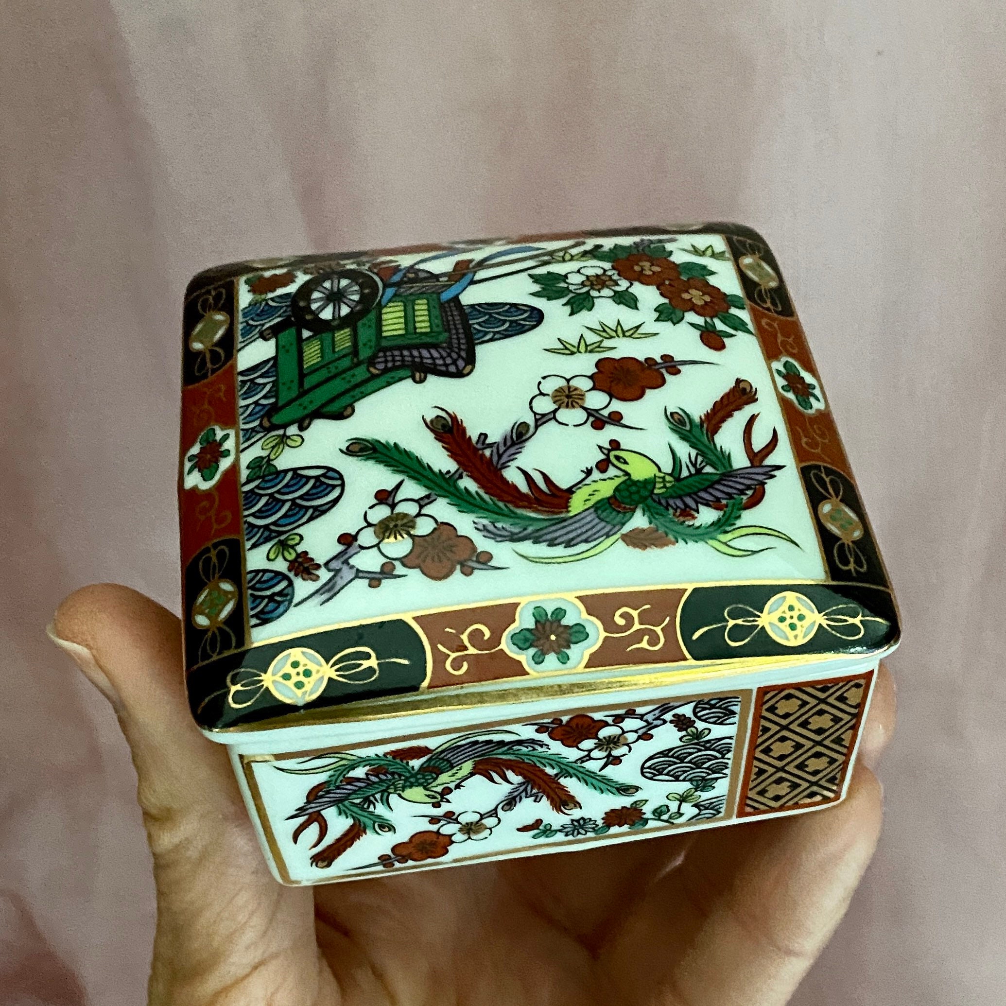 Imari porcelain trinket box with lid Heritage Mint Japan Etsy