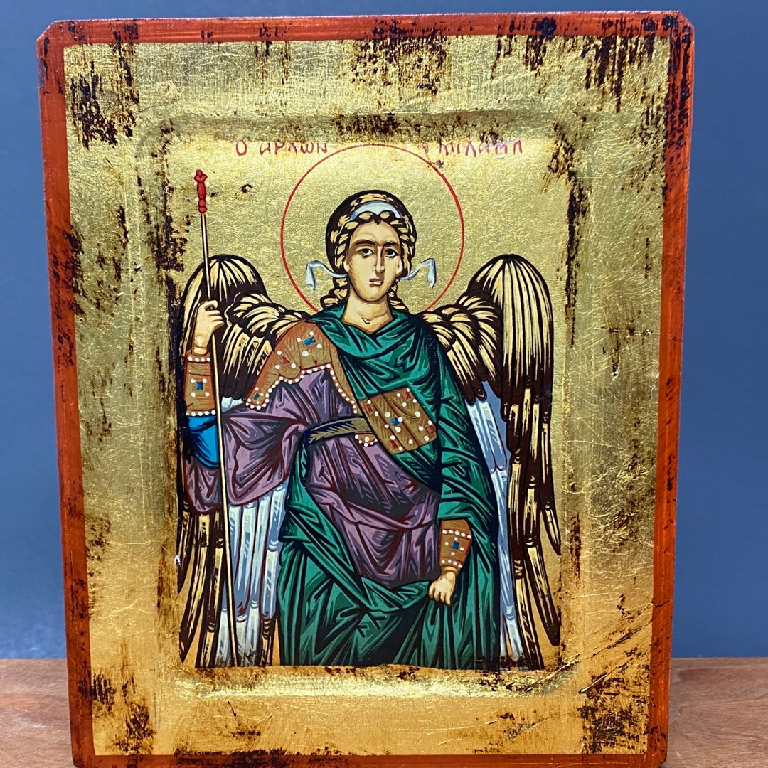 Religious Art, Gold Leaf Angel, Vintage Religious Art, Gold Leaf