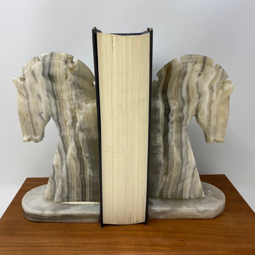 Horse Bookends Onyx Horse Bookend Pair of Onyx Horse Head Etsy