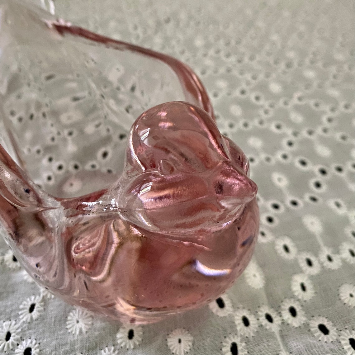 Blown glass pink bird figurine glass bird candle holder pink Etsy