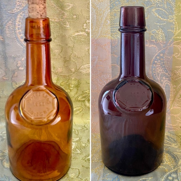 Rogers Bros 1850 bottle, Salem N.J. amber glass bottle, unique retro bottle, brown glass bottle, amber bottle, amethyst  glass bottle