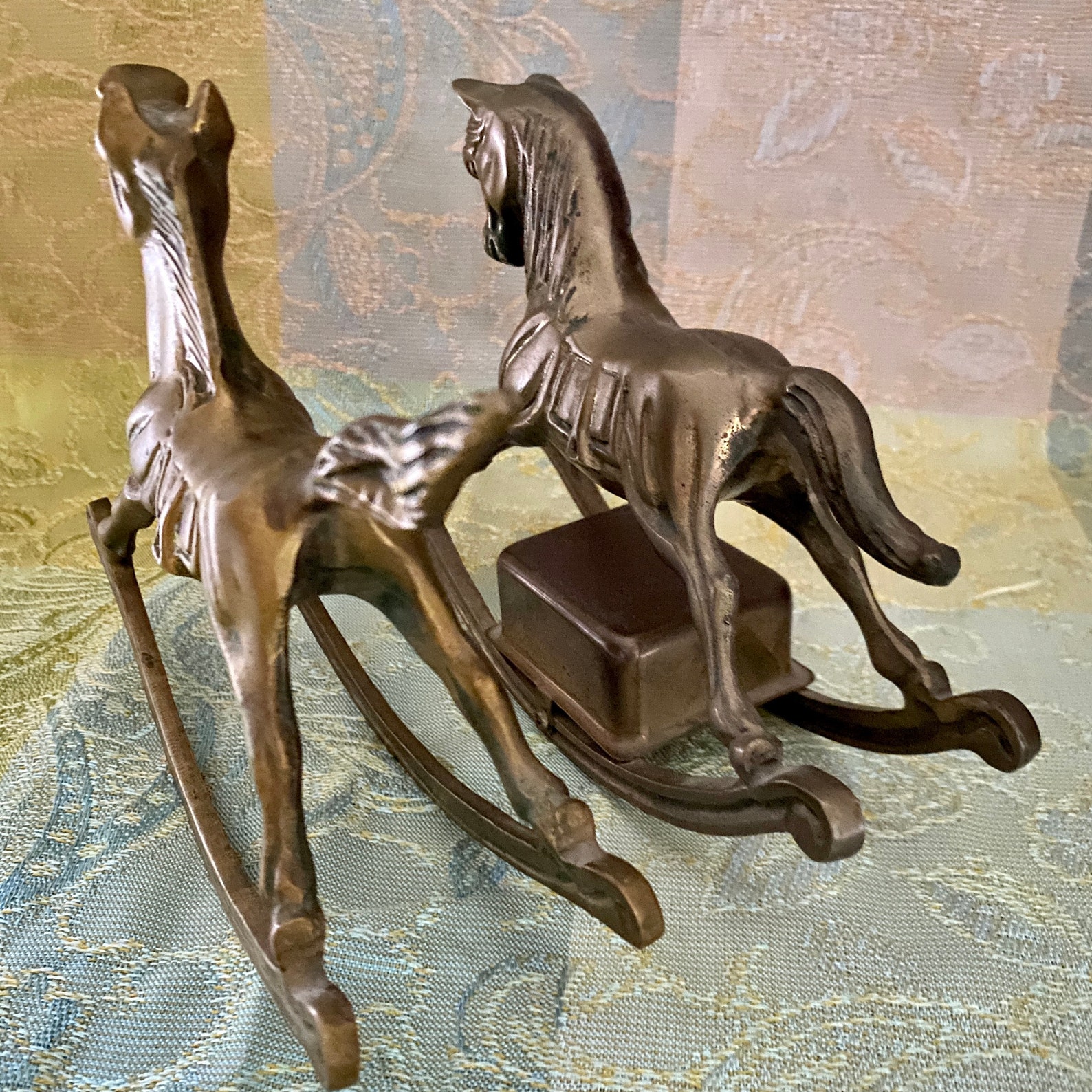 Vintage Brass Rocking Horse Music Box Brass Horse Figurine Etsy