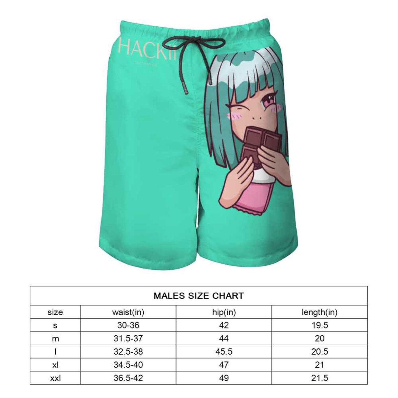 Manga Swim Trunks Anime Shorts Board Shorts Mint Green Shorts Etsy