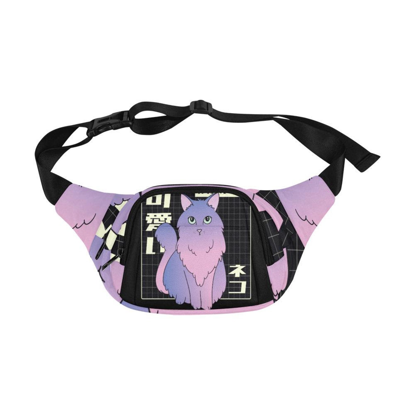 Vaporwave Cat Fanny Pack Kitty Fanny Pack Cyberpunk Fanny Pack Etsy