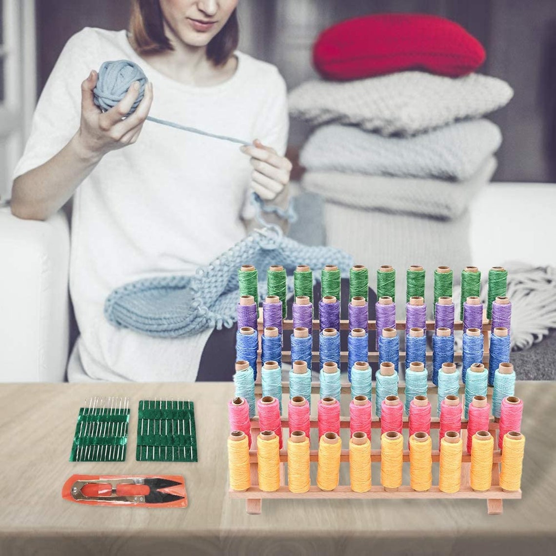 Thread Holder 60 Spools Wooden Thread Rack with Needles Etsy Thread Holder 60 Spools Wooden Thread Rack with Needles Etsy