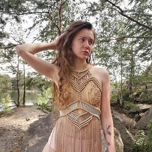 Macrame dress Boho hippie festival dress rope dress handmade dress with metal tubes Beach dress