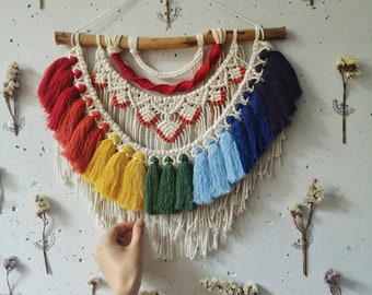 Macrame wall hanging Woven wall hanging rainbow wall art handmade macrame Boho nursery decor