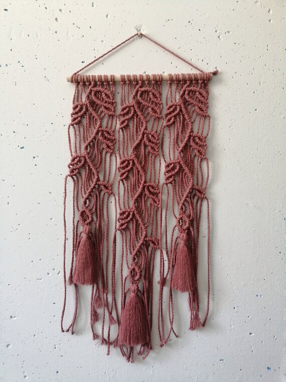 Red Macrame Wall Hanging Woven Wall Hanging Rope Wall Art Handmade