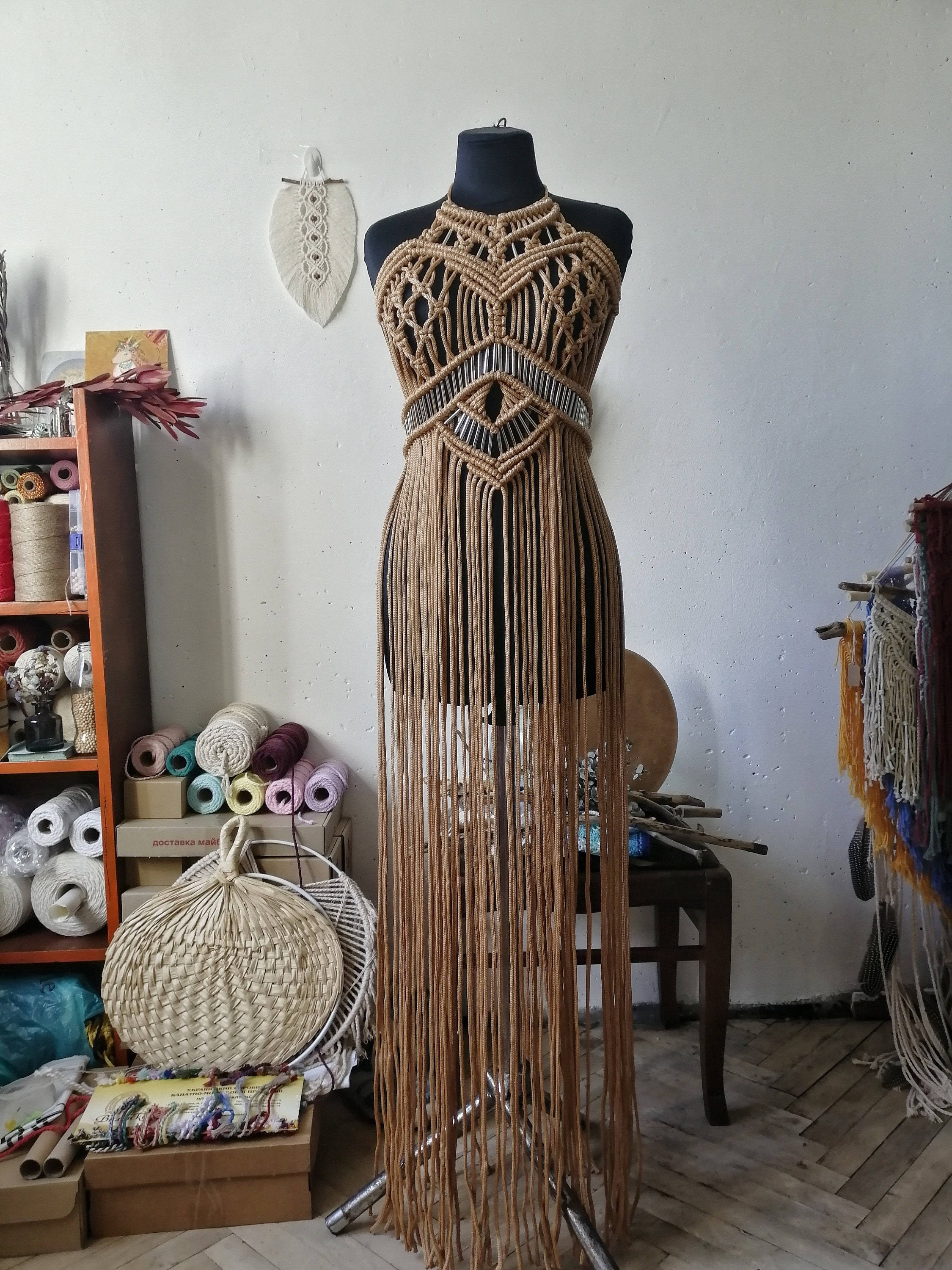 Macrame dress Boho hippie festival dress rope dress handmade | Etsy