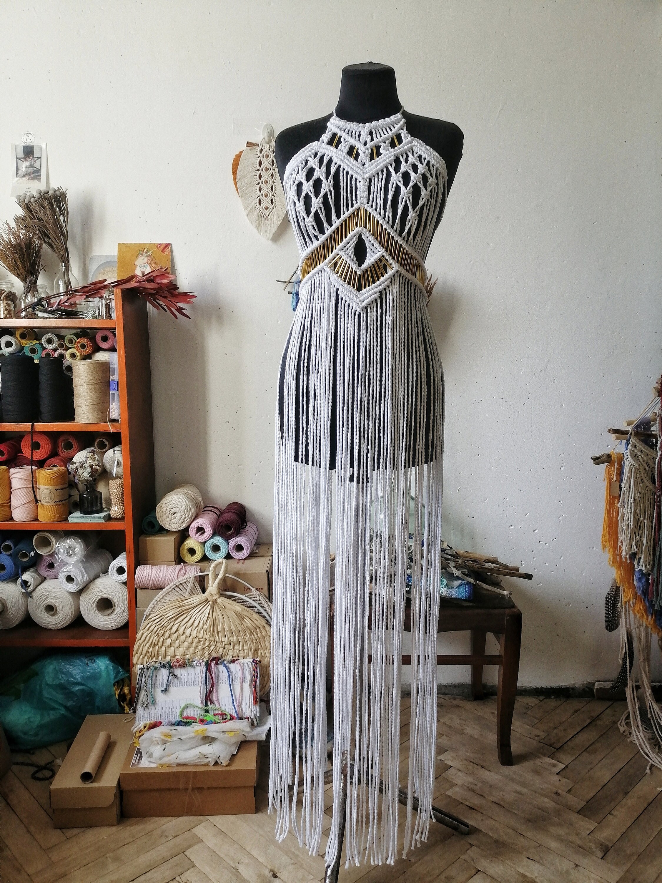 Macrame dress Boho hippie festival dress rope dress handmade Etsy