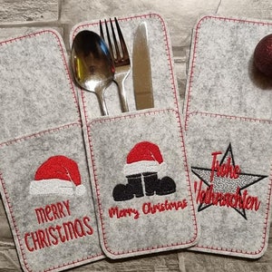 Embroidery file cutlery bag Christmas ITH