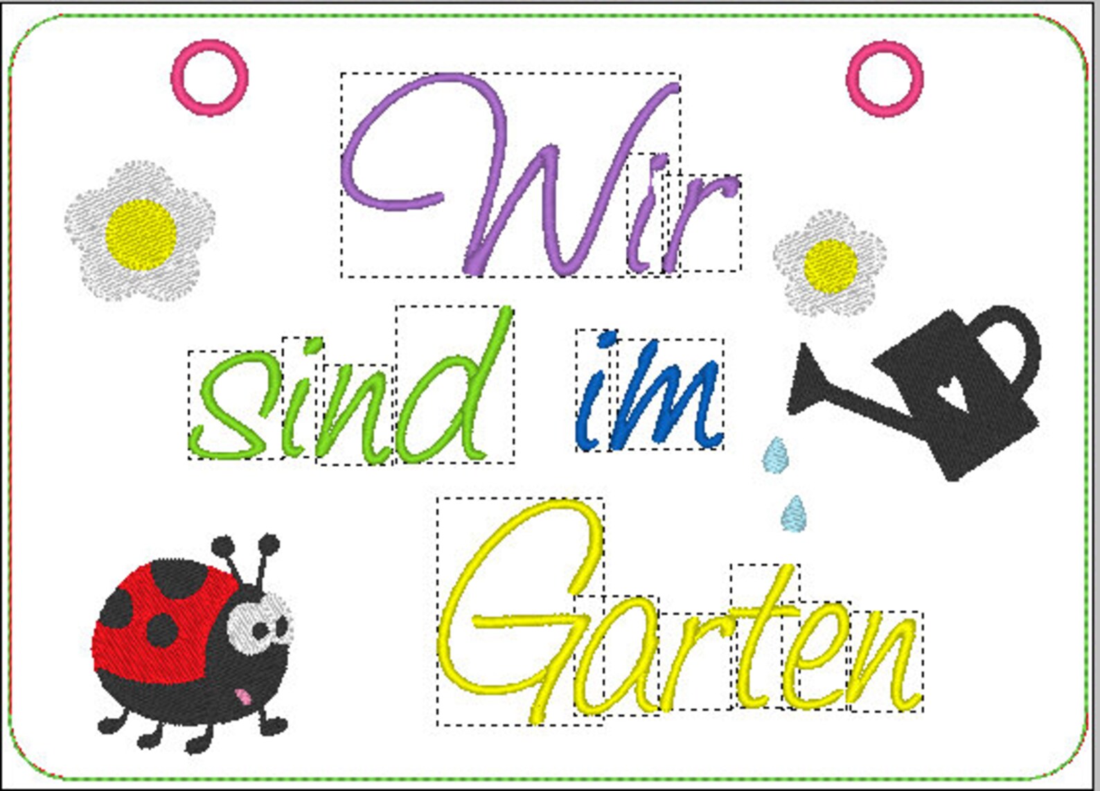 Stickdatei Türschild "Wir sind im Garten" ITH Etsy.de