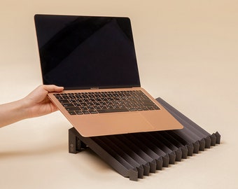 Portable Laptop Stand with RECYCLED PAPER, Eco-friendly GIFT for minimalist, g.stand laptop, 13 inch - 15 inch, Black