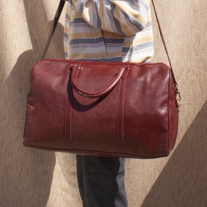 Handmade Buffalo Leather Duffle Bag: Cabin Size Weekender, Gym Travel Bag