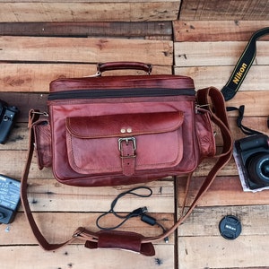 Leather DSLR Camera Bag Handmade Personalised Camera Bag Vintage Shoulder Satchel Bag For Nikon Canon Sony