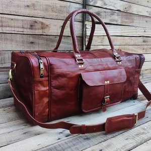 Leather Duffle Bag Handmade Leather Weekender Gym Bag Vacation Duffel Bag Leather Travel Bag Overnight Bag, Leather Holdall Valentines gift