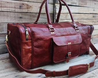 Leather Duffle Bag Handmade Leather Weekender Gym Bag Vacation Duffel Bag Leather Travel Bag Overnight Bag, Leather Holdall Valentines gift