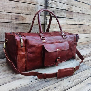Leather Duffle Bag Handmade Leather Weekender Gym Bag Vacation Duffel Bag Leather Travel Bag Overnight Bag Leather Holdall