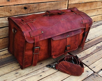 Leather Duffle Bag Handmade Leather Weekender Gym Bag Vacation Duffel Bag Leather Travel Bag Overnight Bag, Leather Holdall