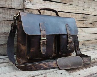 Leder Messenger Bag Leder Aktentasche Männer Handgefertigte Laptop Tasche Büro Schultertasche Crossbody Satchel neuen Job Geschenk Muttertag