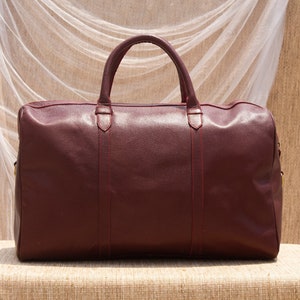 Handmade Buffalo Leather Duffle Bag: Cabin Size Weekender, Gym Travel Bag