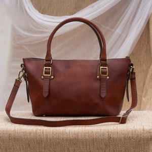 Bolso de mano de cuero, bolso de hombro hecho a mano para mujer, bolso tipo cartera con asas superiores, bolso de mano para mujer, bolso de viaje para oficina, regalos de Navidad