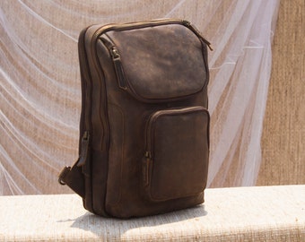 Leather Sling Bag Travel Crossbody bag Leather Utility Backpack Fanny Pack Travel Document holder Chest Daypack, Sling for Man Women