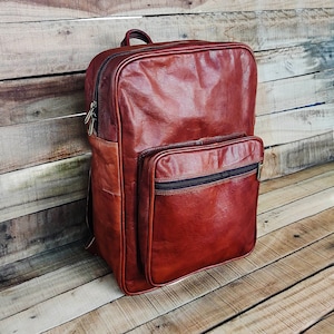 Leather Backpack Leather Laptop Backpack Handmade Leather Backpack for Men Leather Rucksack Leather College School Backpack Christmas Gifts