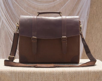 Leren schoudertas lederen aktetas heren handgemaakte laptoptas kantoor schoudertas schoudertas boekentas nieuwe baan cadeau, Moederdag