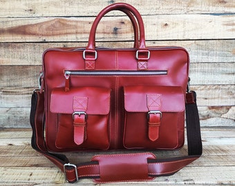 Leather Briefcase Men Personalised Laptop Messenger Bag Formal Briefcase Satchel Handbag Leather Office Briefcase for Men Women