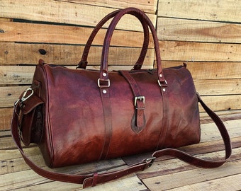 Leather Duffle Bag Handmade Leather Weekender Gym Bag Men Vacation Duffel Bag Travel Bag Overnight Bag, Leather Holdall, Groomsmen gift