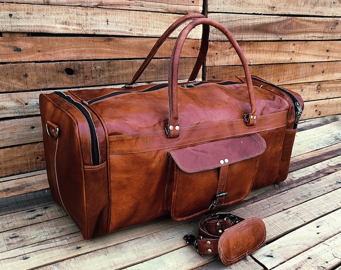 Leather Duffle Bag Handmade Weekender Gym Bag Vacation Duffel Bag Leather Travel Bag Overnight Bag, Leather Holdall Mothers Day
