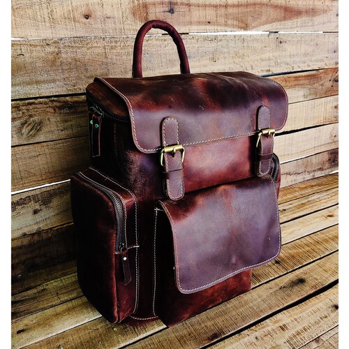 personalised leather rucksack