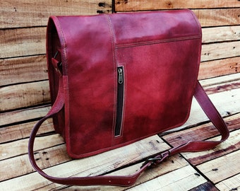 Leder Messenger Bag für Männer Leder Aktentasche handgefertigte Laptop-Tasche Büro Schultertasche Crossbody Satchel New Job Geschenk, Abschlussgeschenk