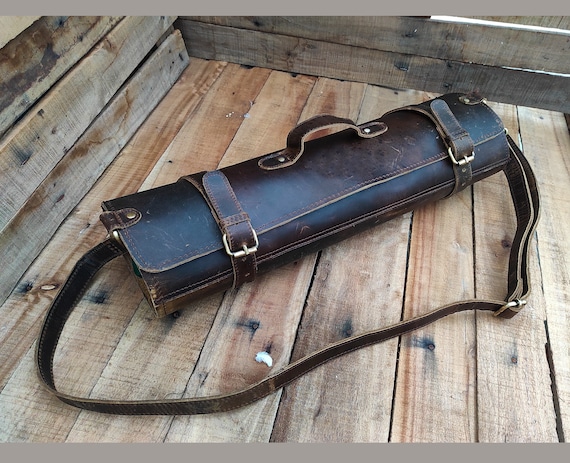 Personalised Leather Knife Roll Handmade Leather Chef Roll Monogrammed Knife Storage Roll Leather knife Bag Knife Holder Gifts for Chef
