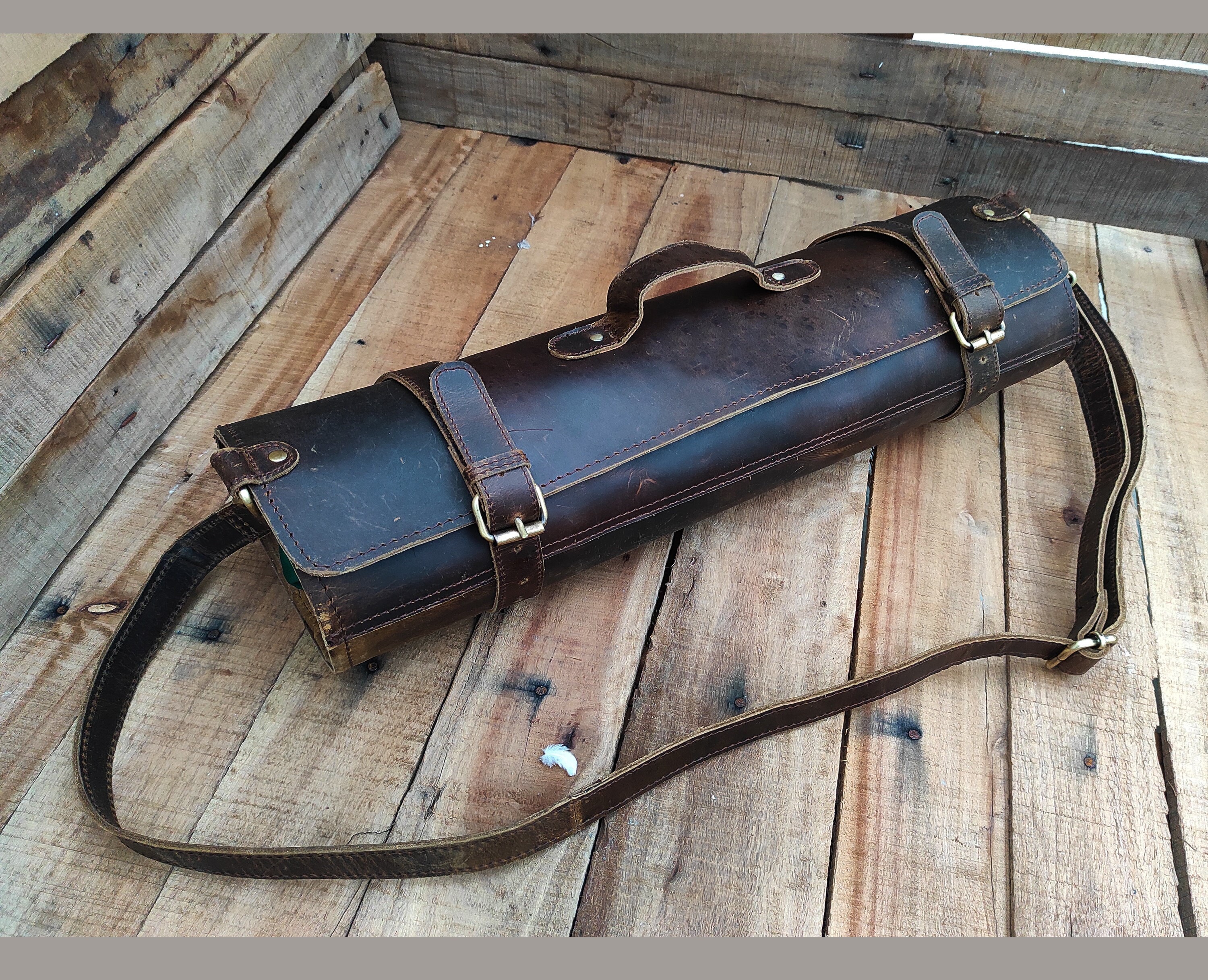 Personalised Leather Knife Roll Handmade Leather Chef Roll Monogrammed Knife Storage Roll Leather knife Bag Knife Holder Gifts for Chef