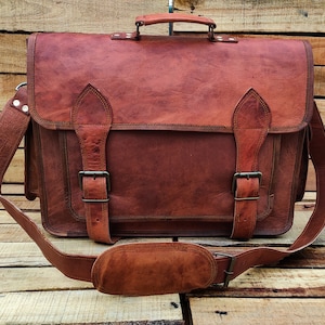 Handmade Leather Messenger Bag Personalised Laptop Bag Men’s Briefcase Bag Leather crossbody satchel