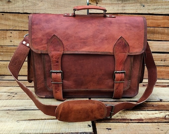 Handmade Leather Messenger Bag Personalised Laptop Bag Men’s Briefcase Bag Leather crossbody satchel Valentines Gifts