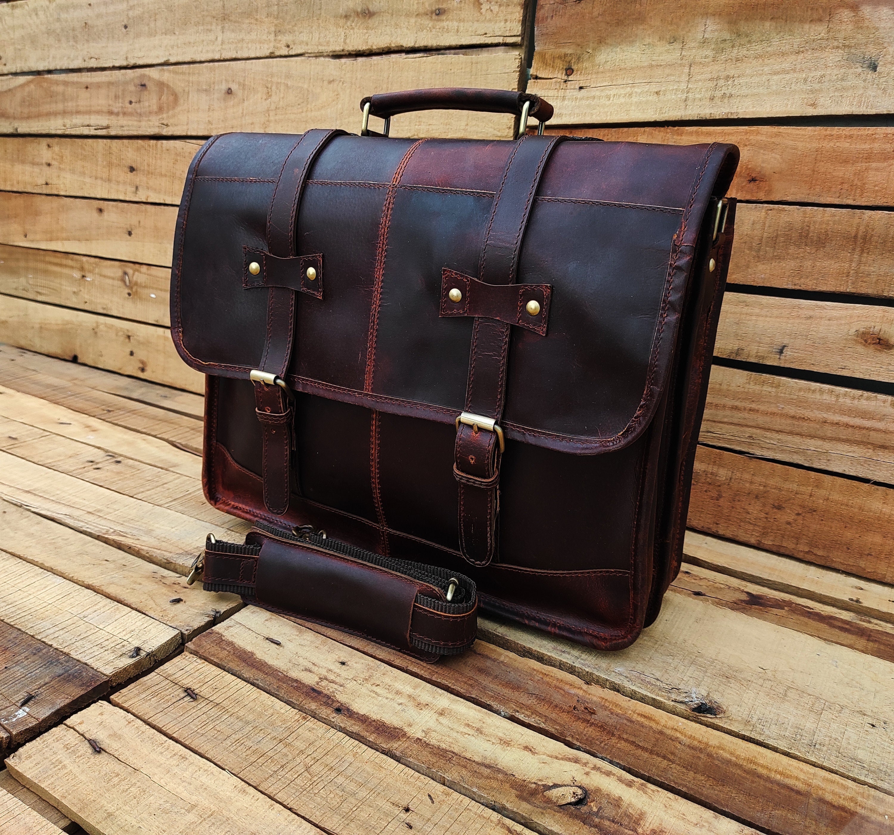 Leather Messenger Bag for Men Leather Briefcase Handmade Laptop Bag Office Shoulder Bag Crossbody Satchel New Job Gift, Graduation Gift