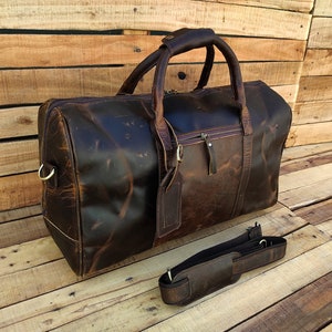 Bolso de lona de cuero hecho a mano cuero Weekender bolso de gimnasio bolsa de lona de vacaciones bolso de viaje de cuero bolso de noche bolso de cuero Holdall