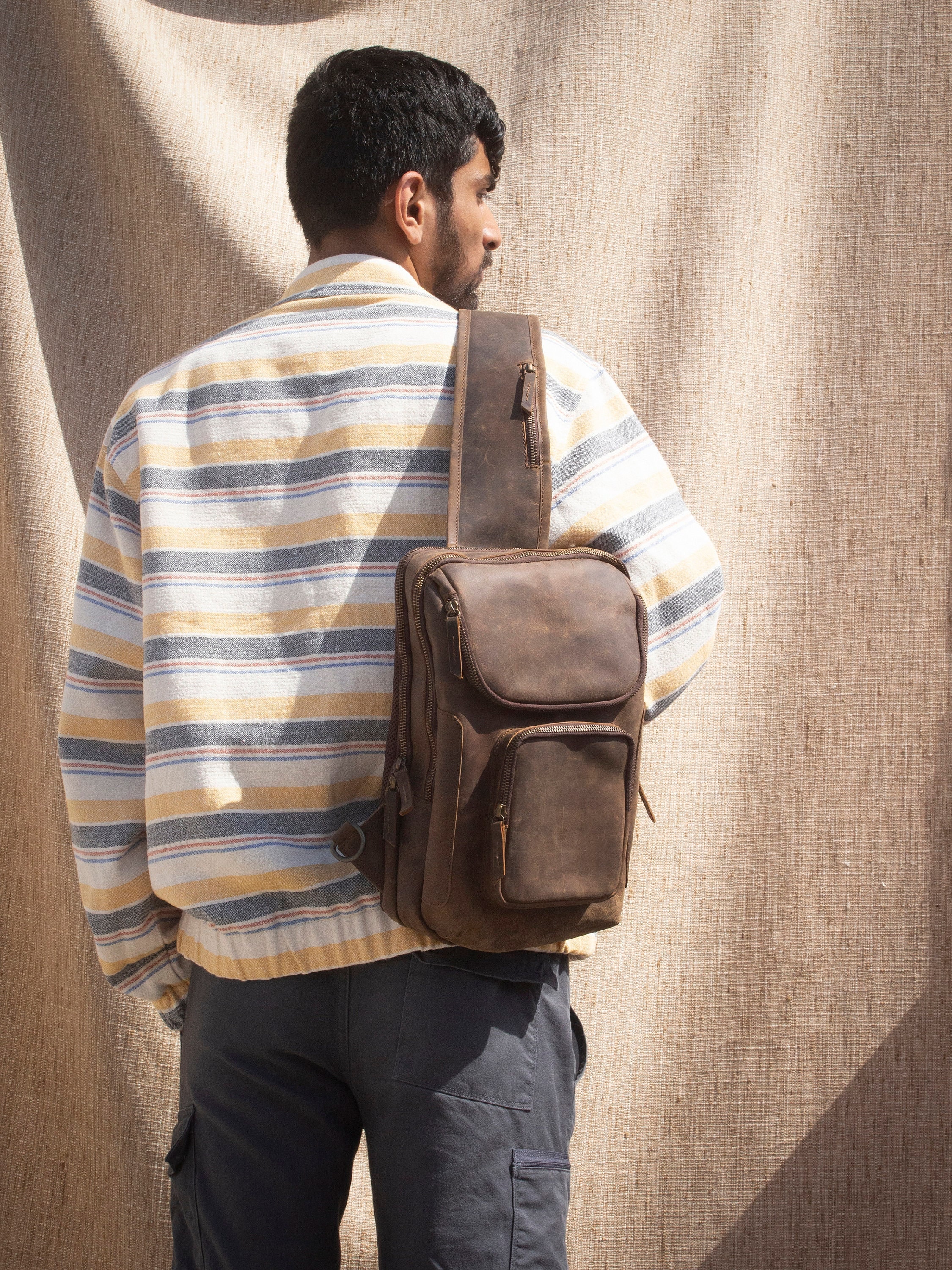 Leather Sling Bag Travel Crossbody Bag Leather Utility 