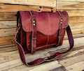 Leather Messenger Bag Leather Briefcase for Men Woman Handmade Laptop Bag Office Bag Crossbody Satchel New Job Gift Valentines gift for him product logo