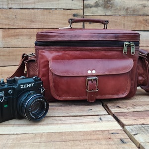 Leather DSLR Camera Bag Handmade Personalised Camera Bag Vintage Shoulder Satchel Bag For Nikon Canon Sony