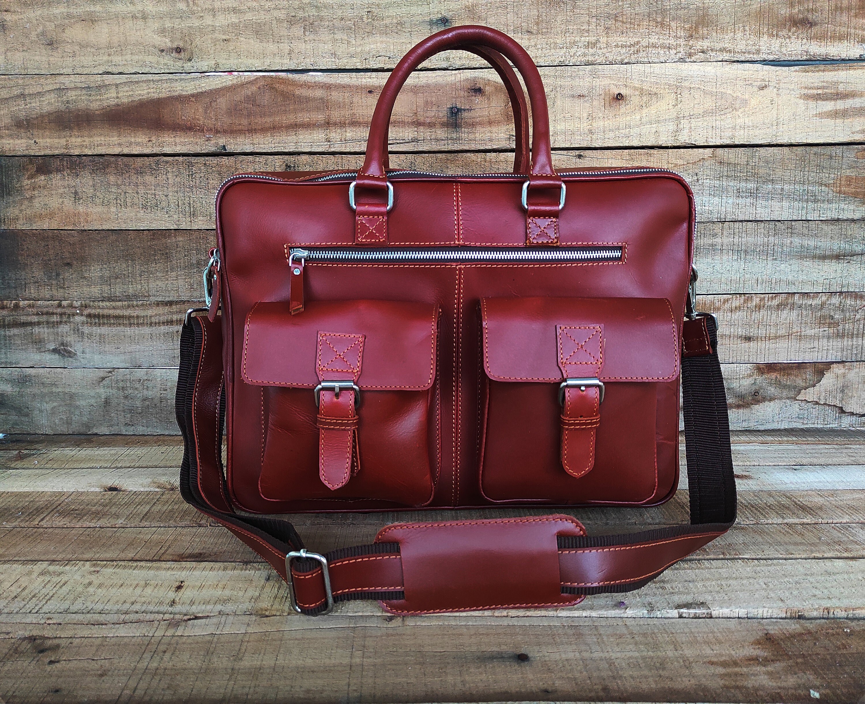 personalised leather briefcase
