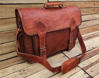 Handmade Leather Messenger Bag Personalised Laptop Bag Men’s Briefcase Bag Leather crossbody satchel