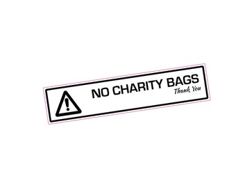 No Charity Bags - Front Door or Letterbox Vinyl Sticker 200x45mm