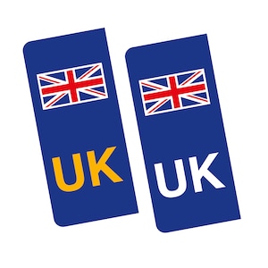 UK Flag Car Stickers – Self-Adhesive Vinyl, Union Jack Reg Plate (Set of 2)