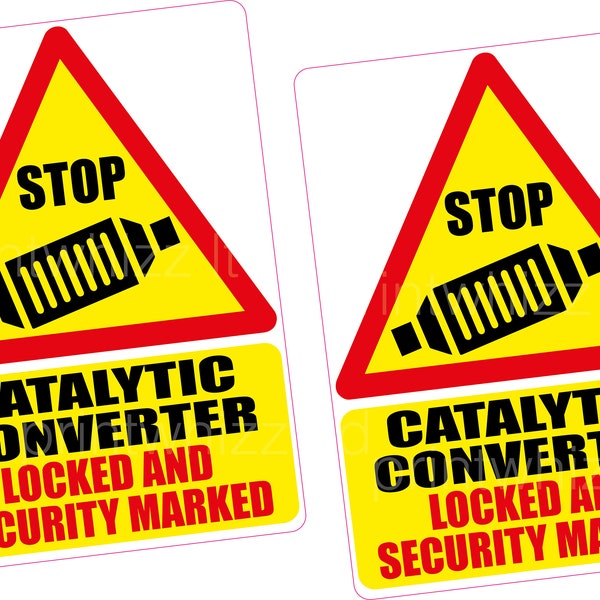 2 x Catalytic Converter Lock Security Mark Vinyl Sticker 100x70mm Hybrid Car