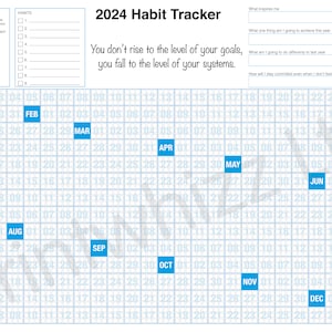 Póster A3 del rastreador de hábitos anual 2024 impreso en una tarjeta de 160 g/m² suministrada en un sobre con respaldo de cartón